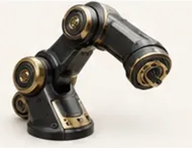 A black and gold industrial robot arm.